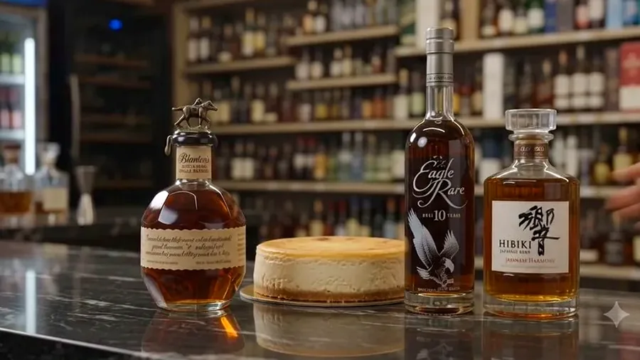 Premium whiskey bottle and glass on the counter